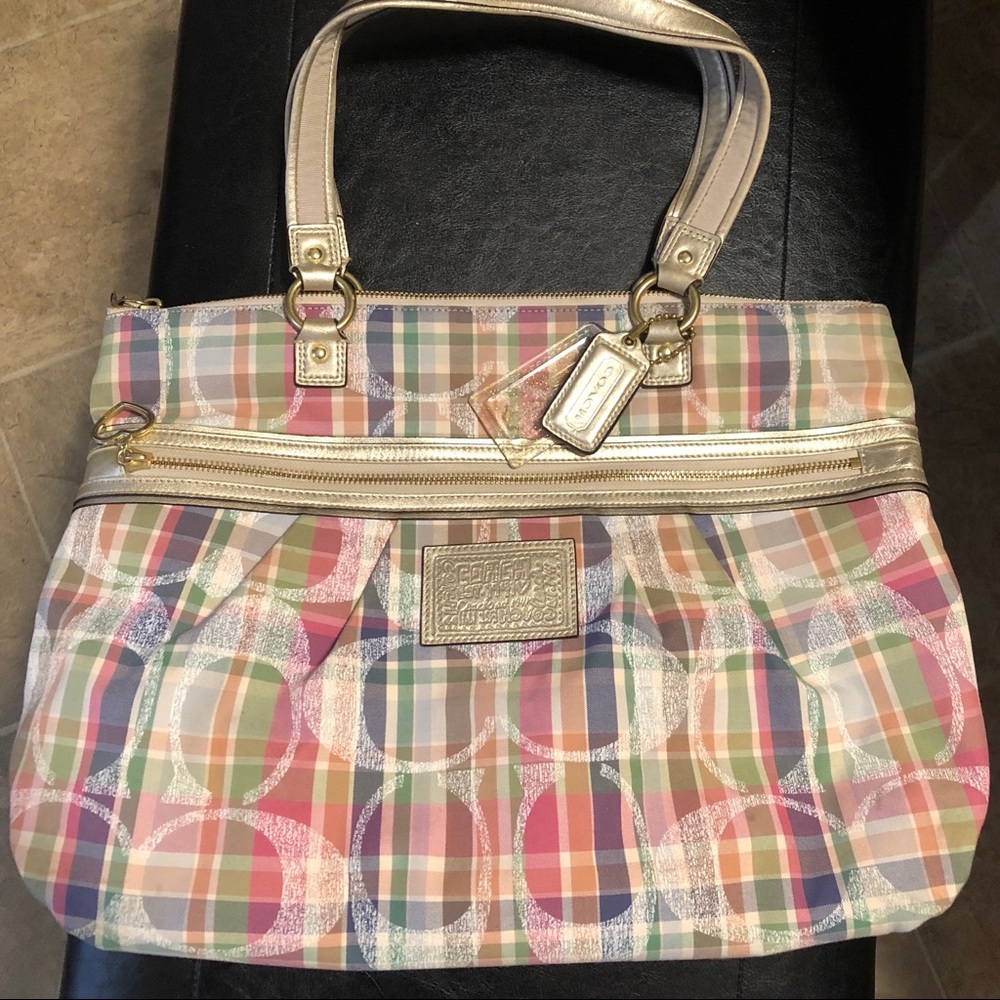 COACH Poppy Daisy Madras Signature Tote